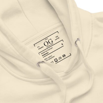 Human hoodie closeup label